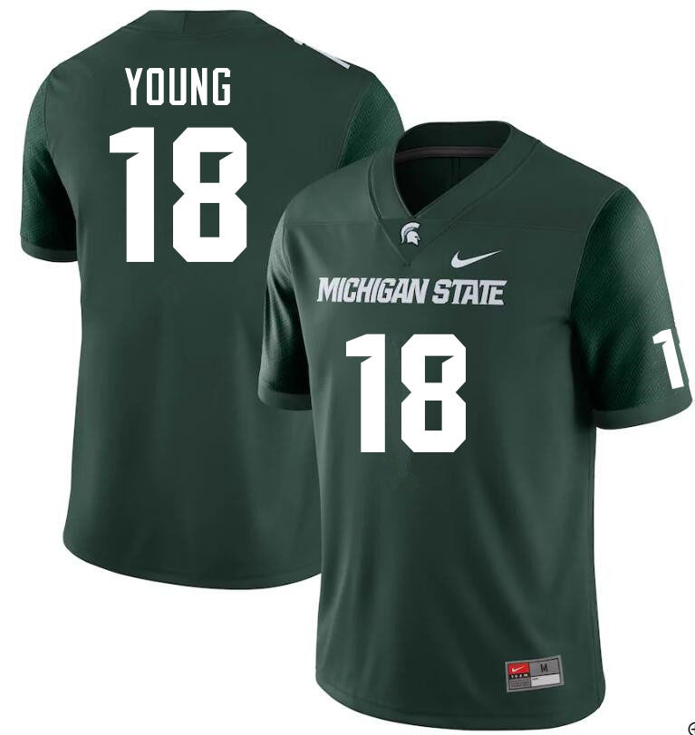 Men #18 Zion Young Michigan State Spartans College Football Jerseys Sale-Green